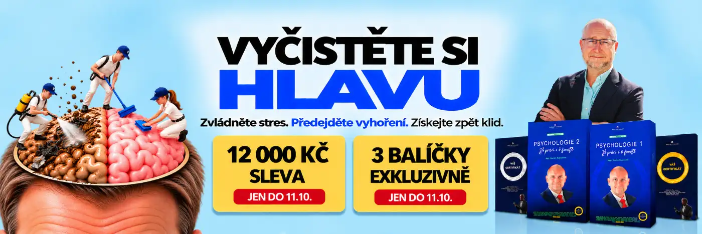 Psychologie – banner akce do 11. 10. (Vyčistěte si hlavu) Vyčistěte si hlavu – 12 000 Kč sleva a 3 balíčky exkluzivně, jen do 11. 10.